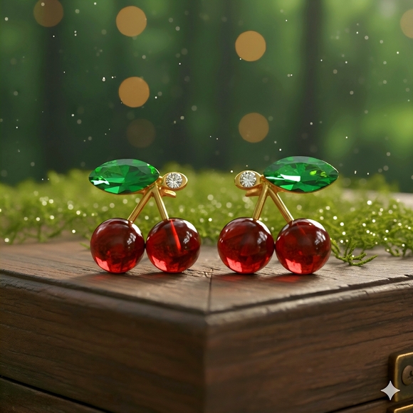 Cute Cherry Stud Earrings ✨Dainty & Cute | 925 Sterling Silver Posts 🍒 - Picture 5 of 10